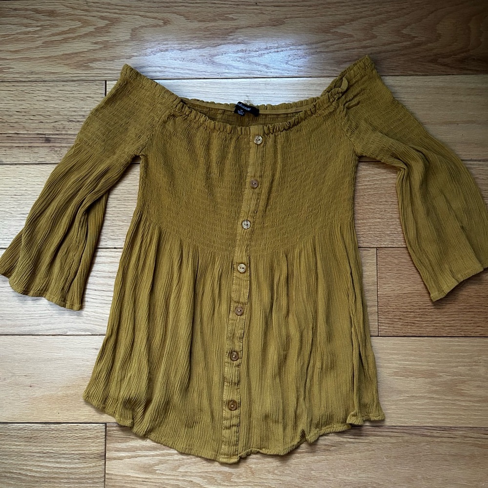 Women's Mustard Off-Shoulder Top
